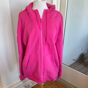 Bright Pink Full-Zip Hoodie with Hood Comfrt Airline zip hoodie  pink XL